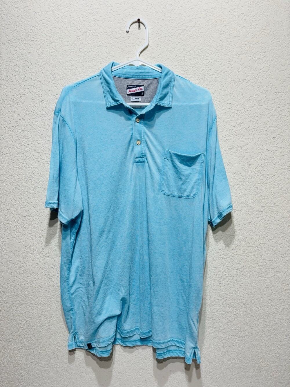 Johnnie O Hang Out Polo Shirt Light Blue Sheer Turquoise